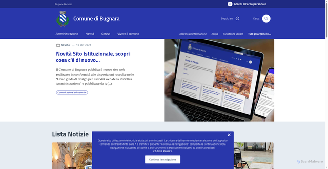 Security scan screenshot of https://comune.bugnara.aq.it/