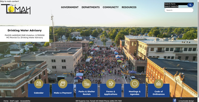 Security scan screenshot of https://www.tomahwi.gov/