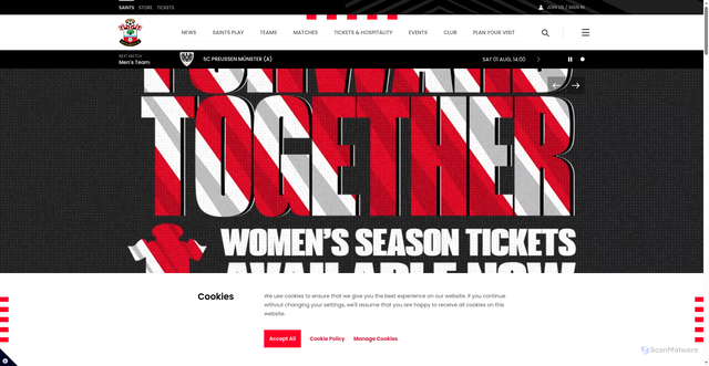Security scan screenshot of https://www.southamptonfc.com