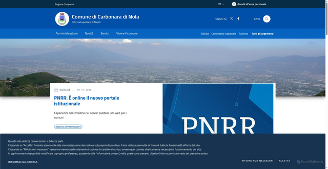 Security scan screenshot of https://www.comune.carbonaradinola.na.it/