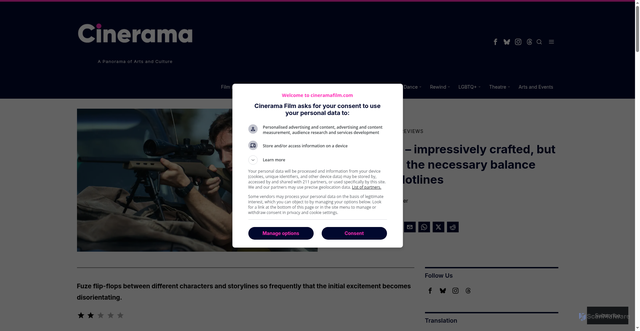 Security scan screenshot of https://cineramafilm.com/2026/04/03/fuze-review/
