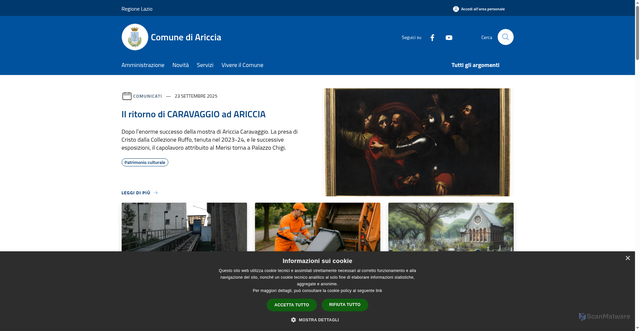 Security scan screenshot of https://www.comune.ariccia.rm.it/it
