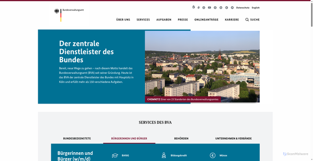 Security scan screenshot of https://www.bva.bund.de/DE/Home/home_node.html