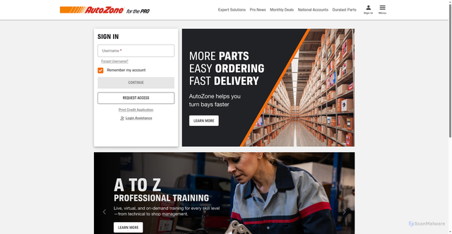 Security scan screenshot of https://www.autozonepro.com