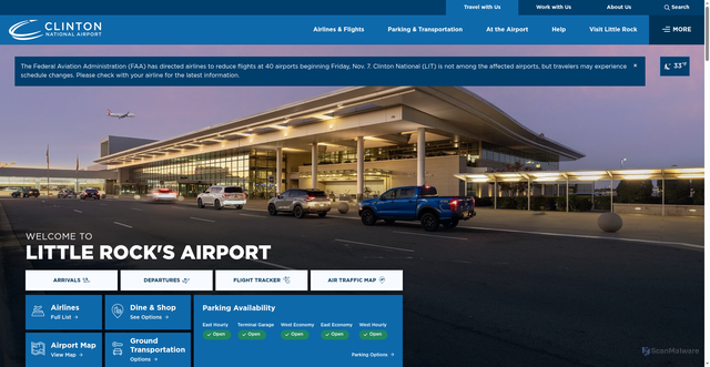 Security scan screenshot of https://clintonairport.com/