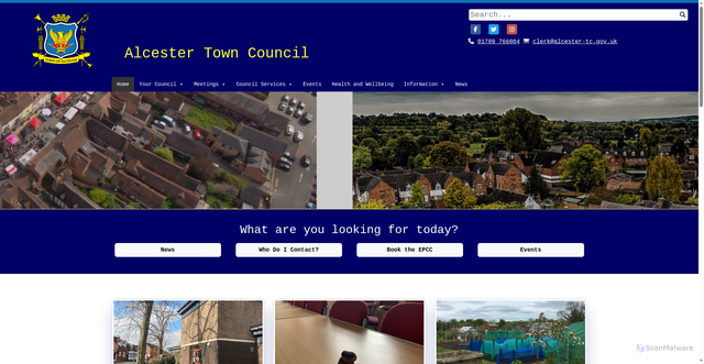 Security scan screenshot of https://www.alcester-tc.gov.uk/