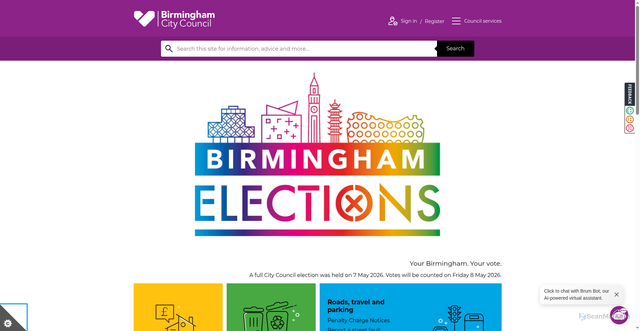 Security scan screenshot of http://www.birmingham.gov.uk/