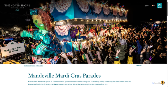 Security scan screenshot of https://www.visitthenorthshore.com/mardi-gras/parades/mandeville/