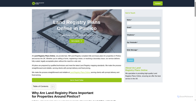 Security scan screenshot of https://landregistryplansonline.co.uk/near-me/greater-london-pimlico/