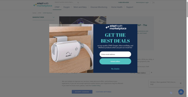 Security scan screenshot of https://www.adapthealthmarketplace.com/cpap-products/our-cpap-machines