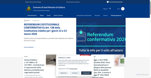 Security scan screenshot of https://www.comune.santantoniodigallura.ss.it