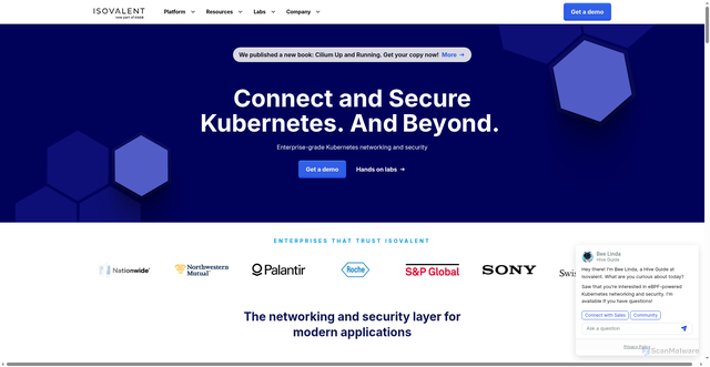 Security scan screenshot of https://isovalent.com