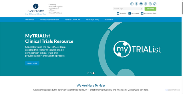 Security scan screenshot of https://www.cancercare.org/