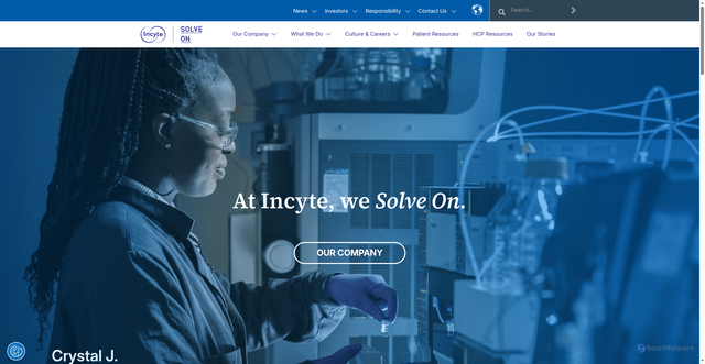 Security scan screenshot of https://incyte.com