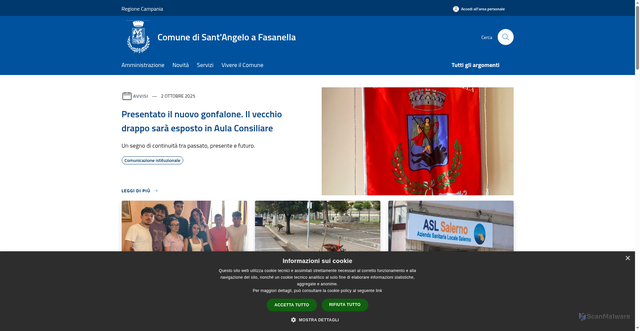 Security scan screenshot of https://www.comune.santangeloafasanella.sa.it/it