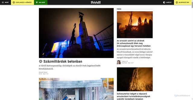 Security scan screenshot of https://444.hu/
