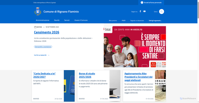 Security scan screenshot of https://www.comune.rignanoflaminio.rm.it