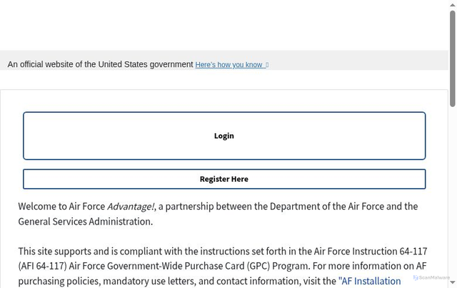 Security scan screenshot of https://afadvantage.gov/