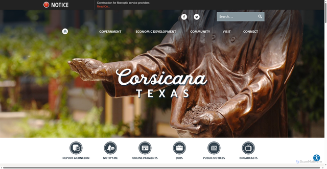 Security scan screenshot of https://www.cityofcorsicana.com/
