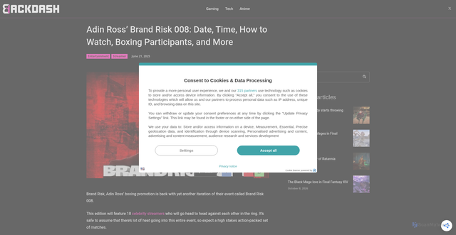 Security scan screenshot of https://thebackdash.com/entertainment/adin-ross-brand-risk-008-date-time-how-to-watch-boxing-participants-and-more/