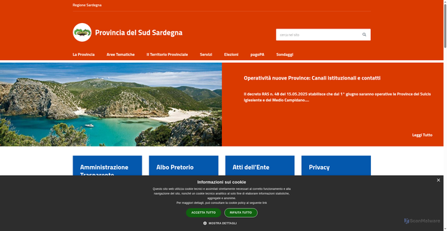 Security scan screenshot of https://www.provincia.sudsardegna.it/it