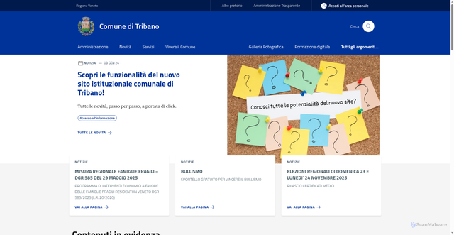 Security scan screenshot of https://www.comune.tribano.pd.it/
