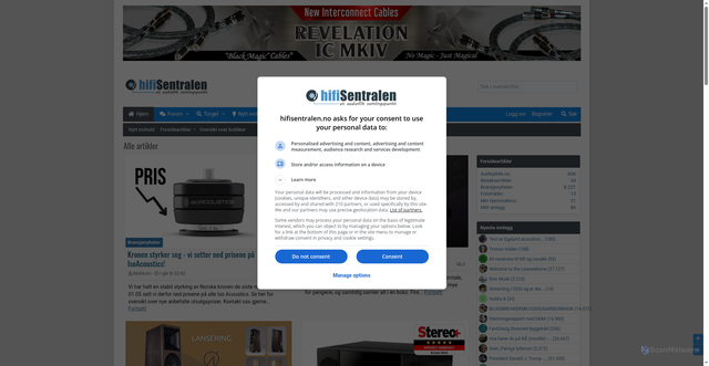 Security scan screenshot of https://hifisentralen.no