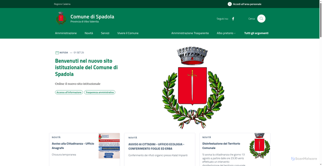 Security scan screenshot of https://www.comune.spadola.vv.it/