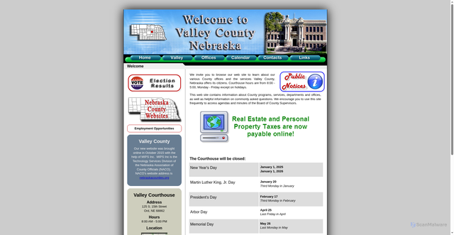 Security scan screenshot of https://valleycountyne.gov/