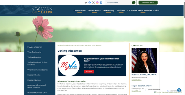 Security scan screenshot of https://newberlinwi.gov/225/Voting-Absentee