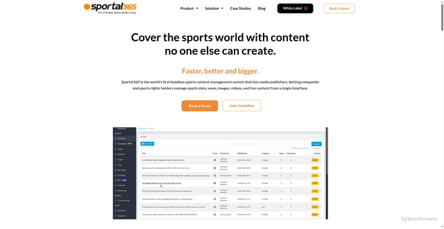 Security scan screenshot of https://sportal365.com