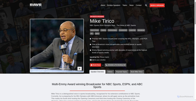 Security scan screenshot of https://ravespeakers.com/mike-tirico/