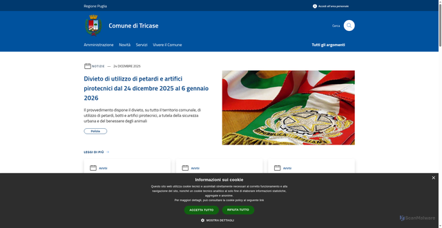 Security scan screenshot of https://www.comune.tricase.le.it/it