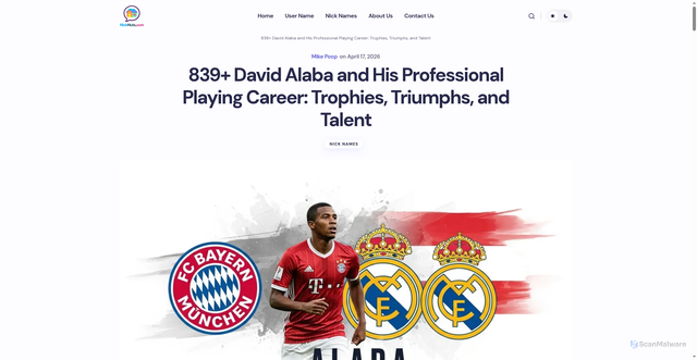 Security scan screenshot of https://nickhuts.com/david-alaba-and-his-professional-playing-career/