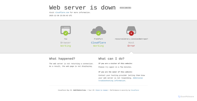 Security scan screenshot of https://resourcelibrary.clevelandmetroparks.com/animals/18
