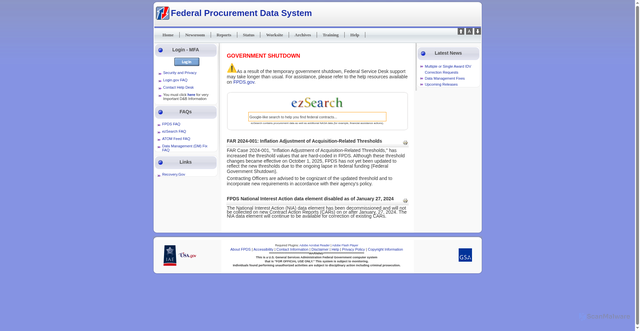 Security scan screenshot of https://fpds.gov/