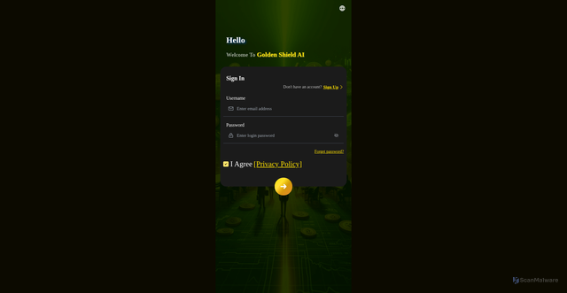 Security scan screenshot of https://goldenshieldai.space/