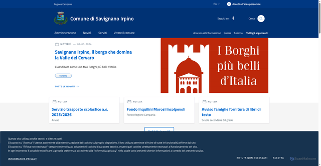 Security scan screenshot of https://www.comune.savignano.av.it/