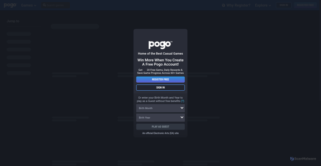 Security scan screenshot of https://www.pogo.com/free-online-games/casino
