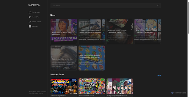Security scan screenshot of https://9mod.com/