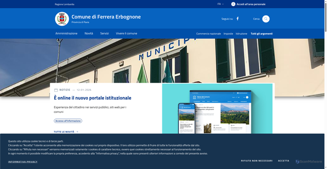 Security scan screenshot of https://www.comune.ferreraerbognone.pv.it/