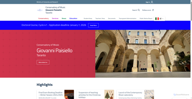 Security scan screenshot of https://www.paisiello.it/