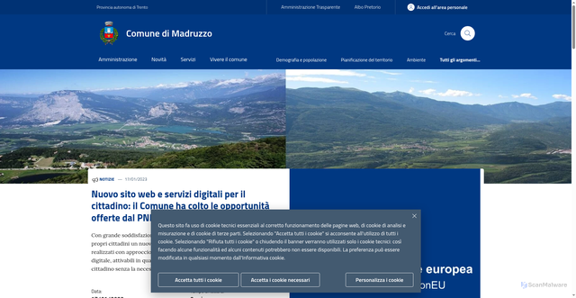 Security scan screenshot of https://www.comune.madruzzo.tn.it/