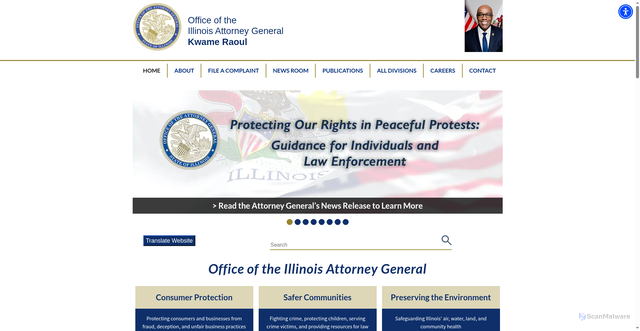 Security scan screenshot of https://illinoisattorneygeneral.gov/