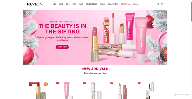 Security scan screenshot of https://revlon.com