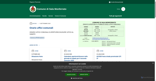 Security scan screenshot of https://www.comune.salamonferrato.al.it/it