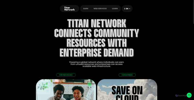 Security scan screenshot of https://titannet.io