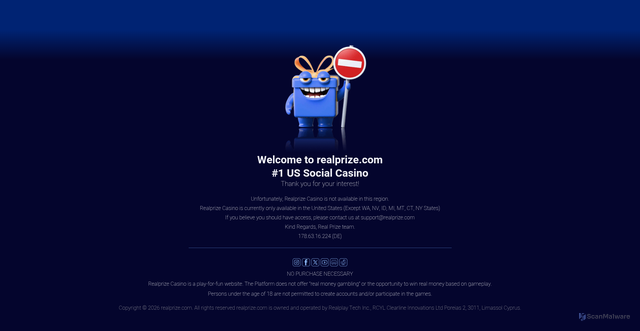 Security scan screenshot of https://www.realprize.com