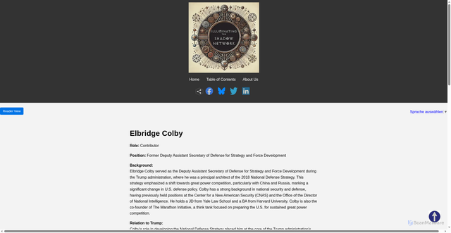 Security scan screenshot of https://project2025assistant.org/contributors/elbridge-colby.html