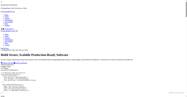 Security scan screenshot of https://codeandfork-1.pages.dev/assets/img/assets/img/pages/pages/service-details.html?service=development